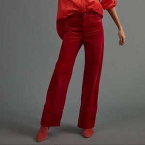 Anthropologie Maeve Colette Corduroy Wide-Leg Pants - wine